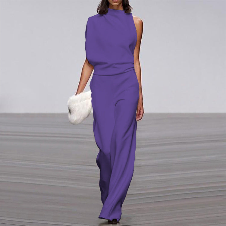Women's Solid Color Pile Collar Dress Trousers Pants