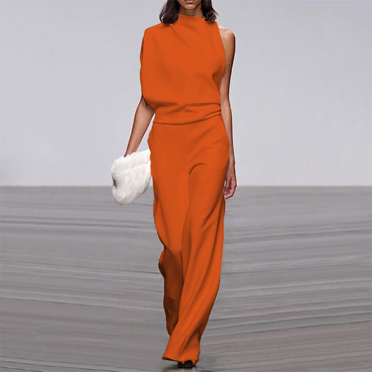 Women's Solid Color Pile Collar Dress Trousers Pants