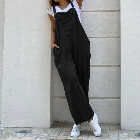 Popular Solid Color Long With Suspenders Pants