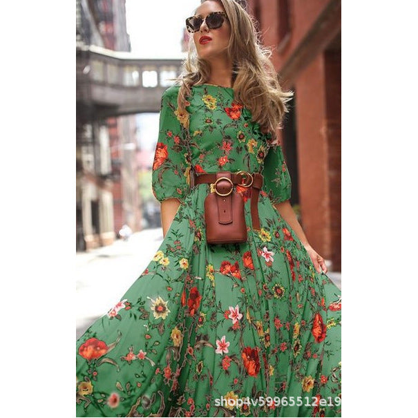 Casual New Elegant Bohemian Printed Chiffon Dress