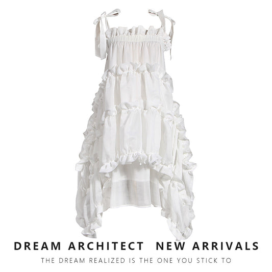 Dark Suspender Two Kinds Of Wearing Methods Artificial Silk Dresses