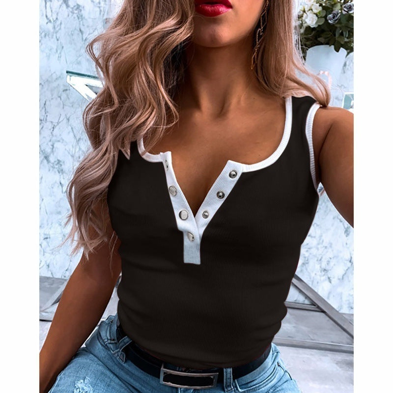 Women's Wall Sleeveless Casual Tight T-shirt Blouses