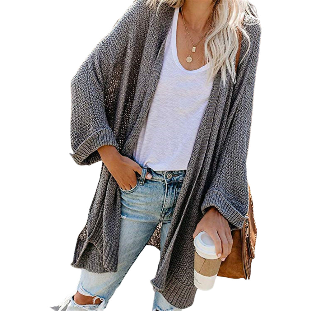Women's Spring Large Mid-length Solid Color Knitted Women's Sweater