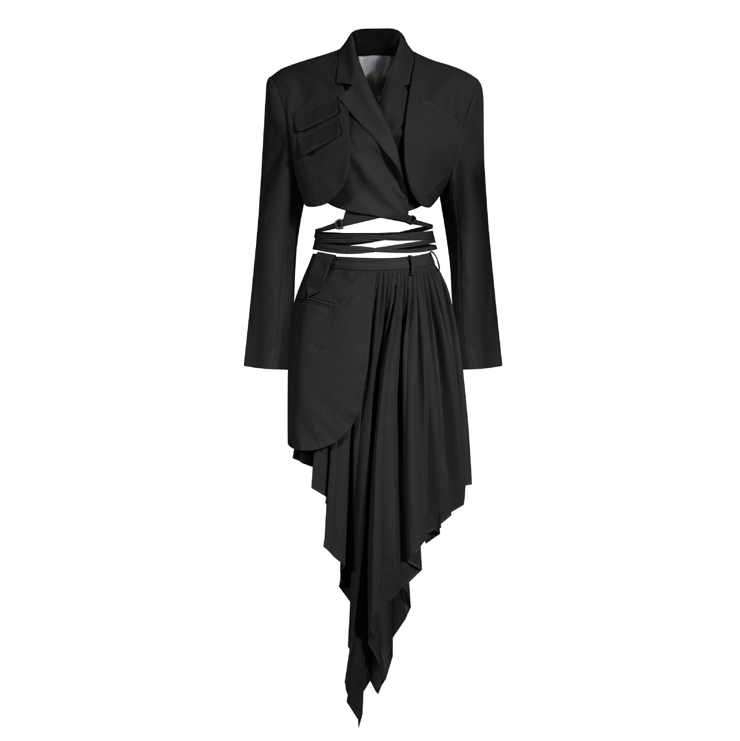 Women's Two-piece Asymmetric Design Sense Fried Street Suits
