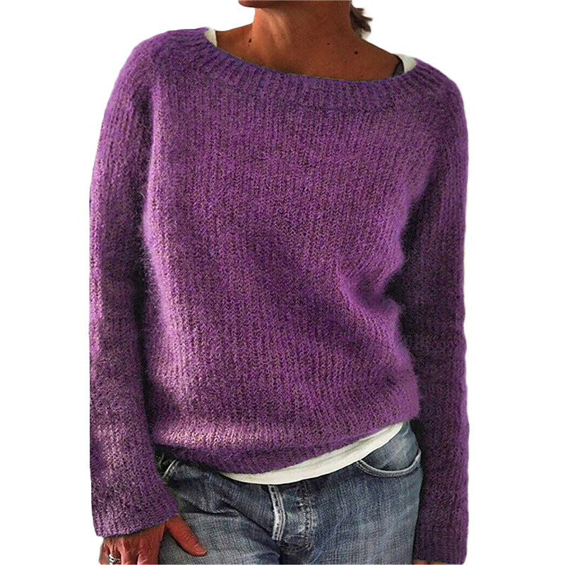 Women's Solid Color Static Basic Style Sweater
