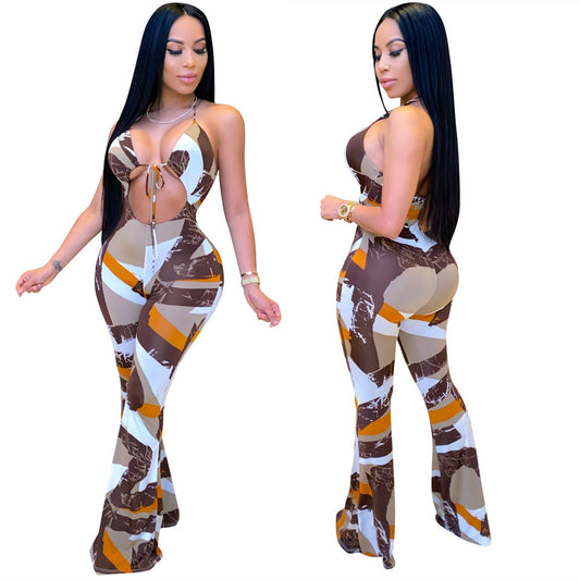 Women's Sexy Summer Fashion Printed Halter Pants