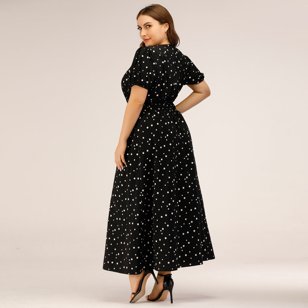 Women's Square Collar Puff Sleeve Long Clothes Dress Temperament Dresses