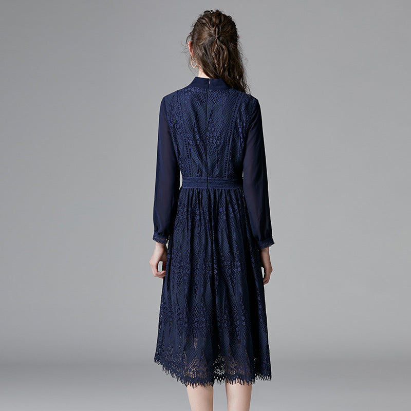 Dress French Style Chiffon Patchwork A- Dresses