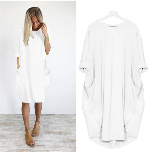 Long Sleeve Loose Solid Color Commute Blouses