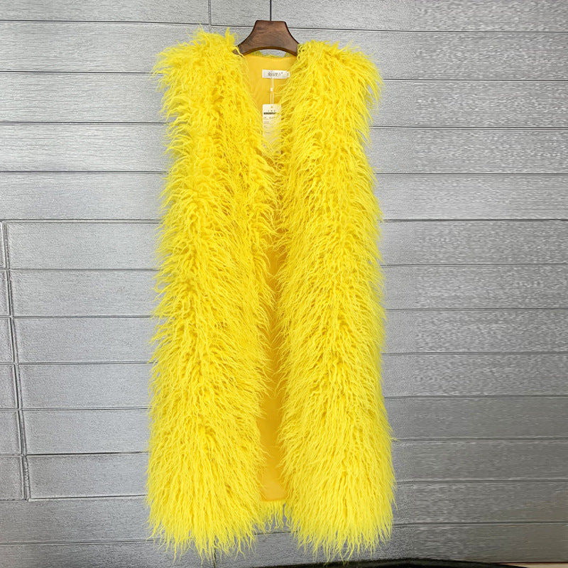 Women's Winter Lengthened Imitated Tibet Sheep Fur Coats