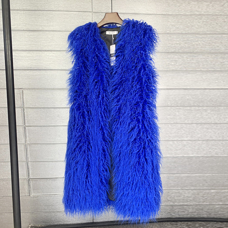 Women's Winter Lengthened Imitated Tibet Sheep Fur Coats
