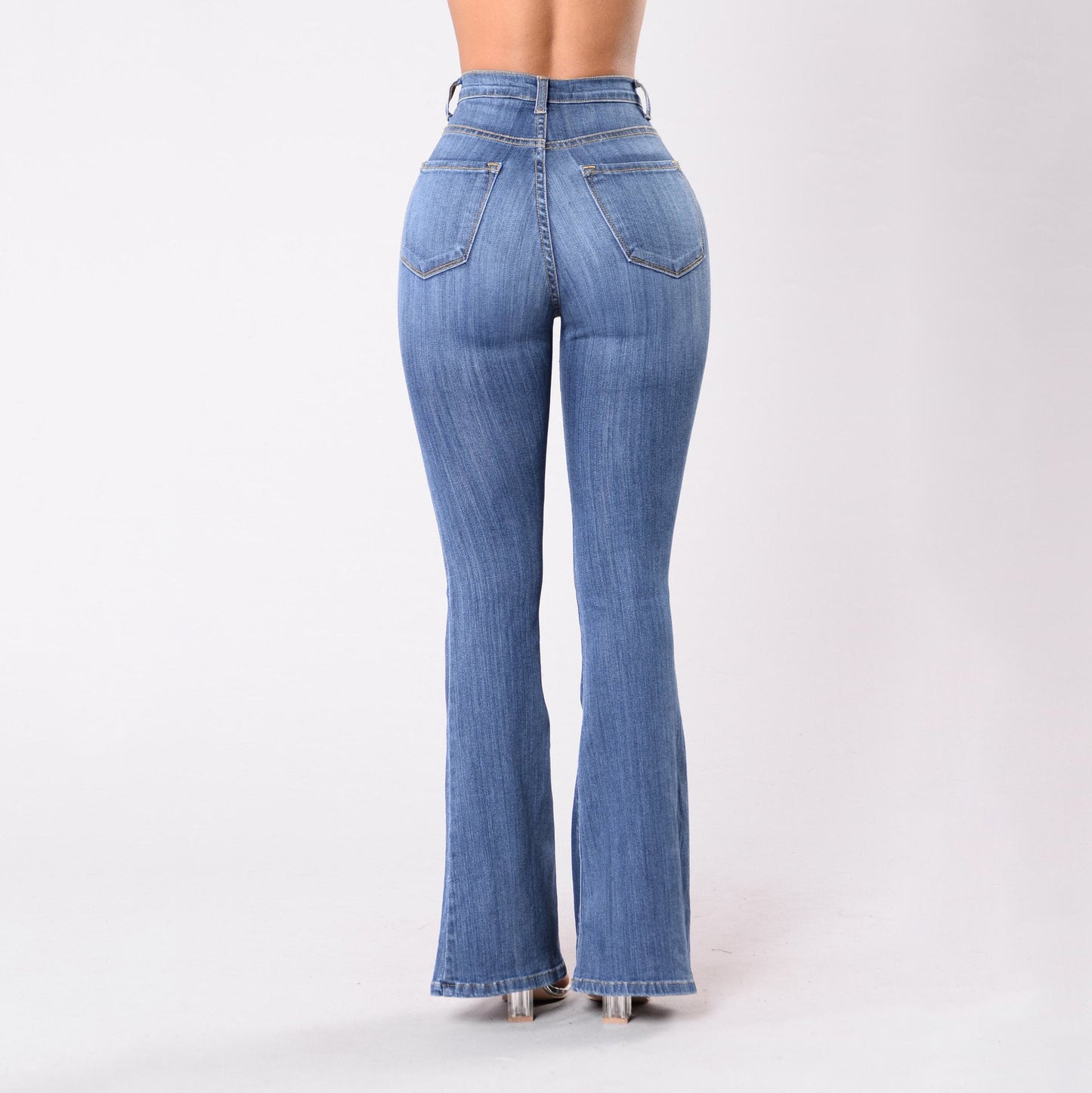 Fit High Waist Package Hip Denim Pants