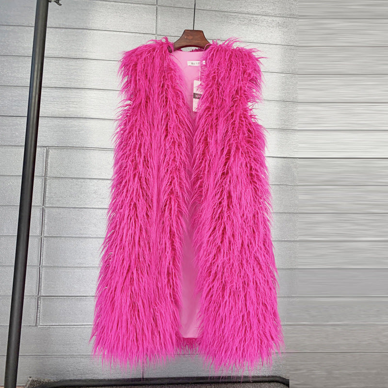 Women's Winter Lengthened Imitated Tibet Sheep Fur Coats