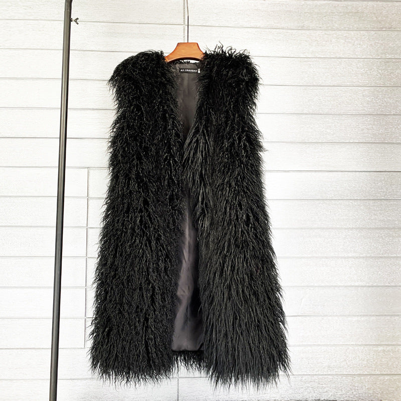 Women's Winter Lengthened Imitated Tibet Sheep Fur Coats