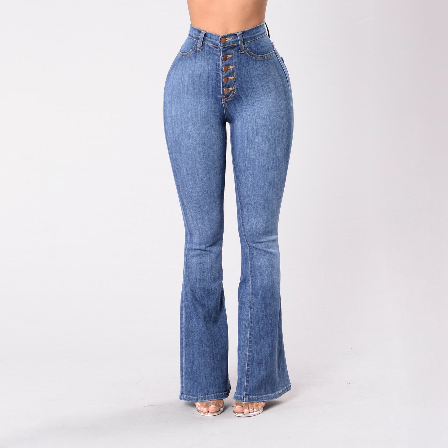 Fit High Waist Package Hip Denim Pants