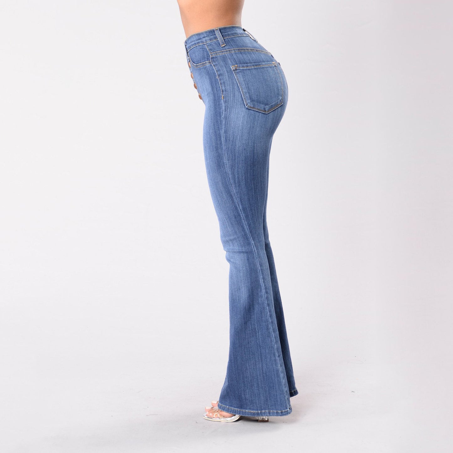 Fit High Waist Package Hip Denim Pants