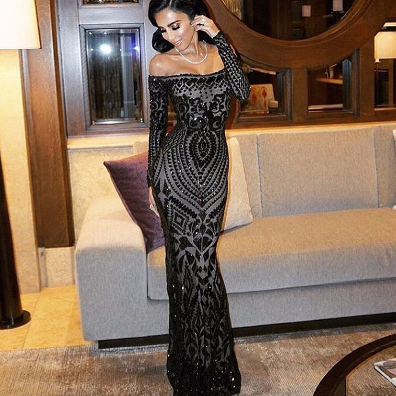 Women's Elegant Sequined Sexy Dress Banquet Dresses