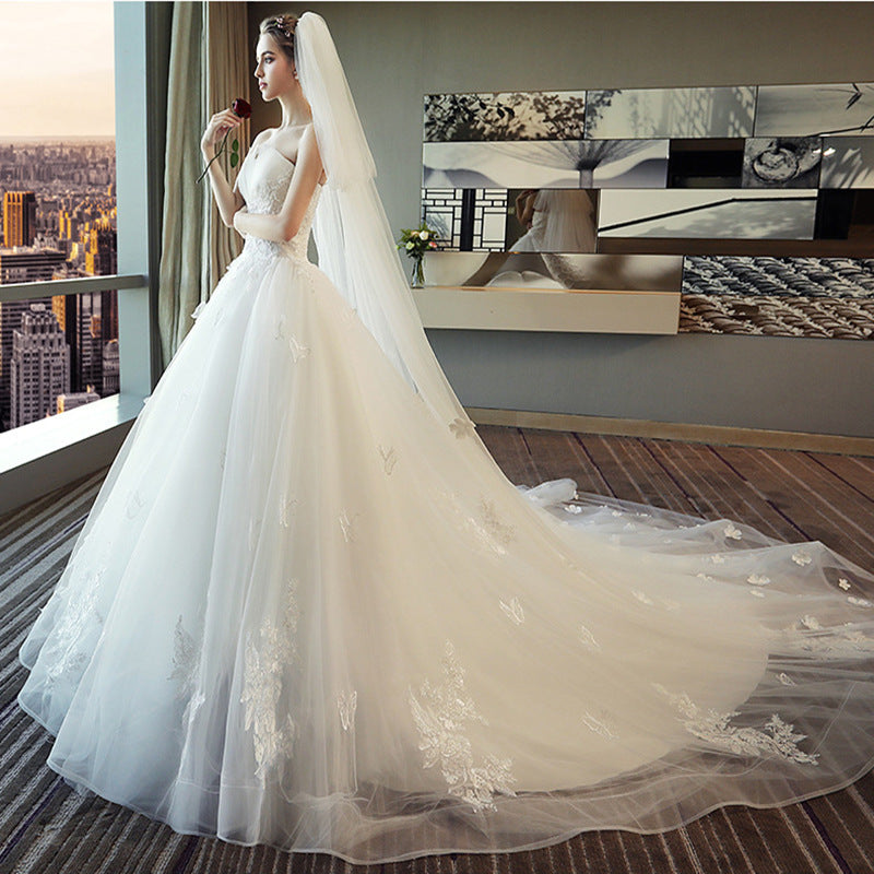 Trailing Dress Mori Style High Waist Wedding Dresses