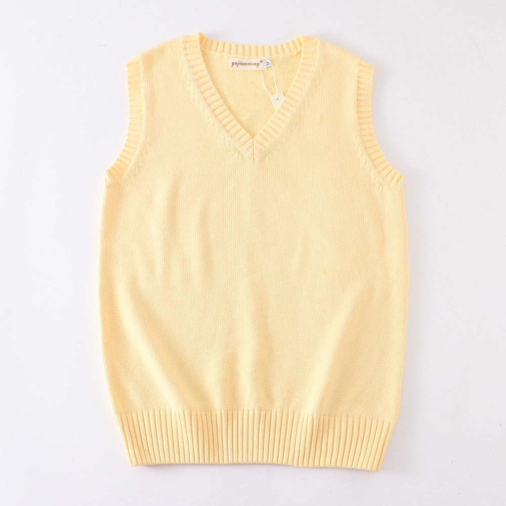 Women's Solid Color British College Style Sleeveless Women's Sweater