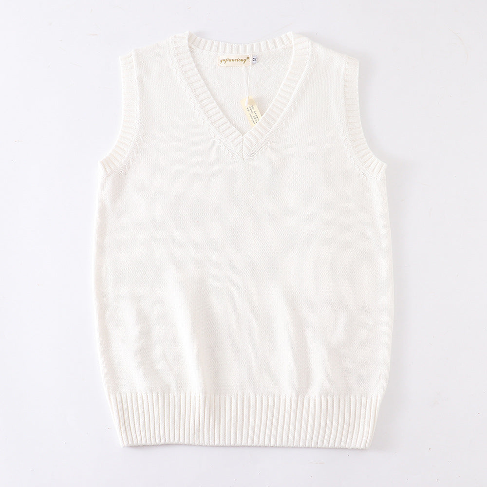 Women's Solid Color British College Style Sleeveless Women's Sweater