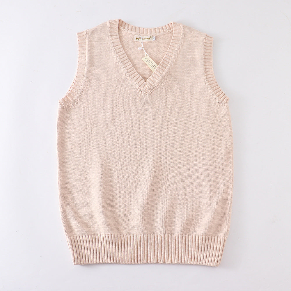 Women's Solid Color British College Style Sleeveless Women's Sweater