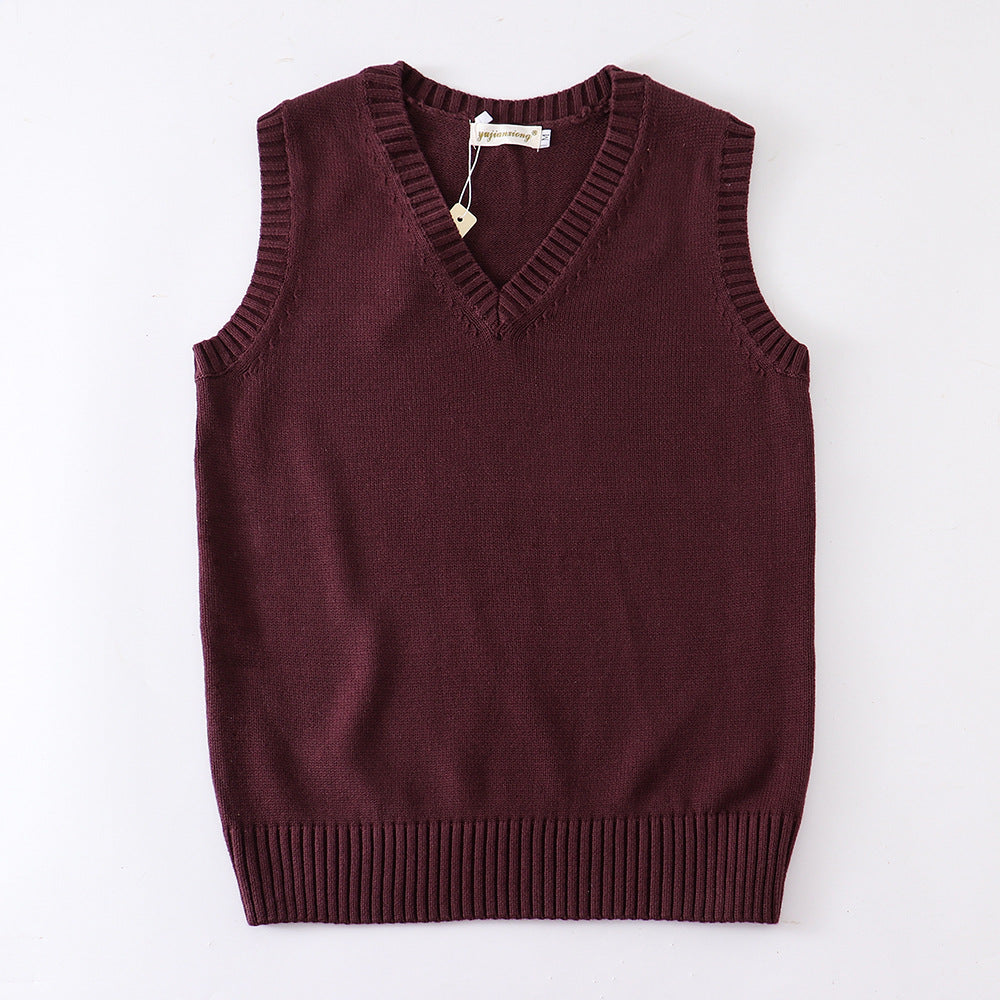 Women's Solid Color British College Style Sleeveless Women's Sweater