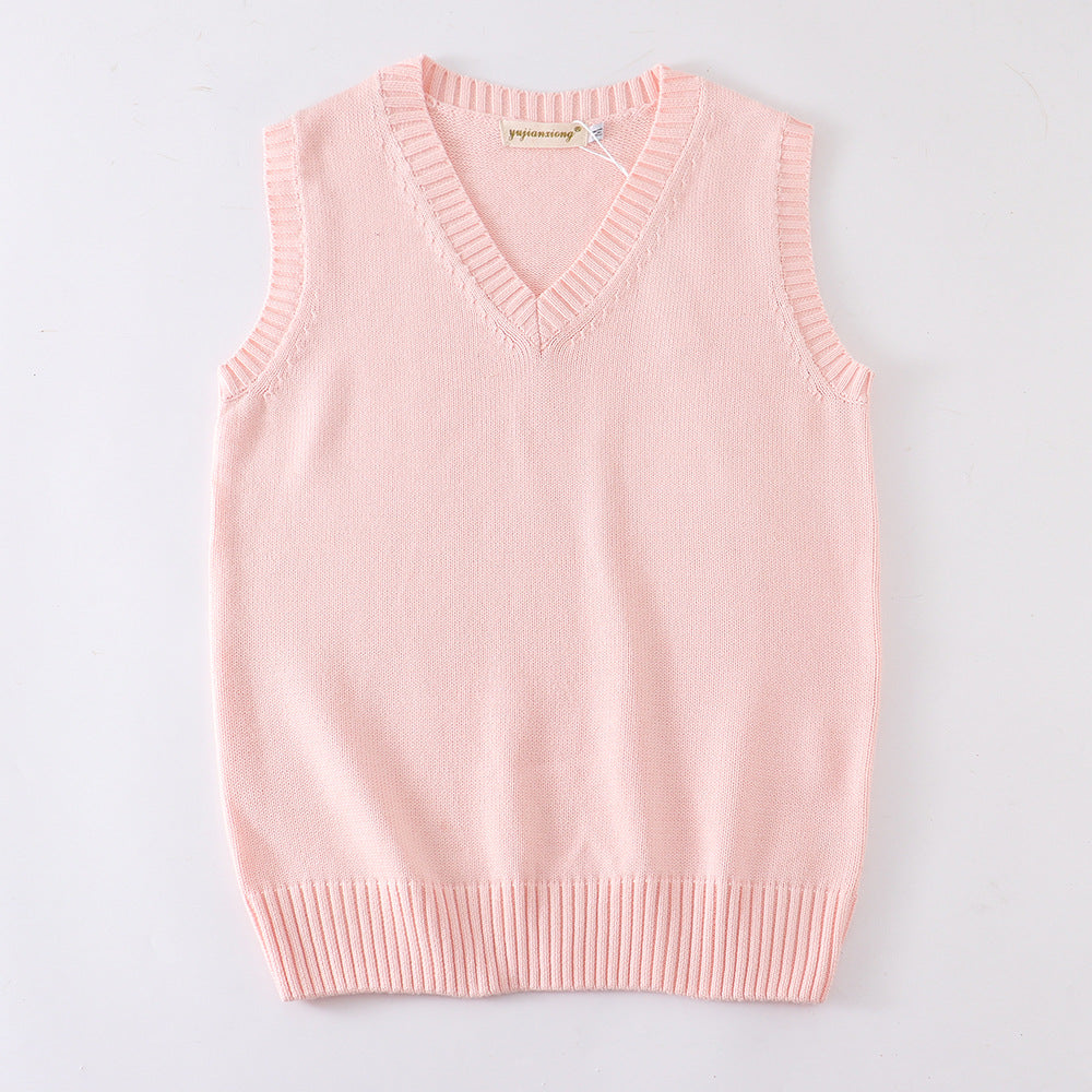 Women's Solid Color British College Style Sleeveless Women's Sweater
