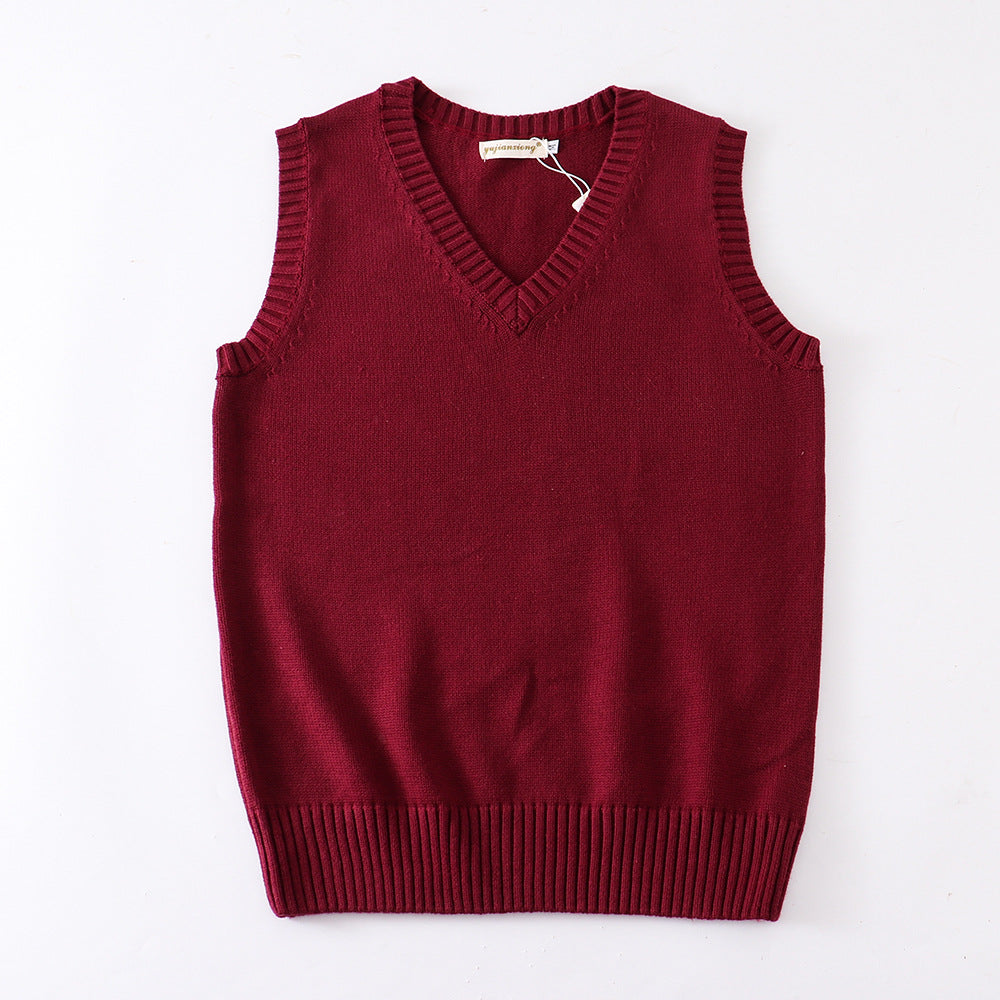 Women's Solid Color British College Style Sleeveless Women's Sweater