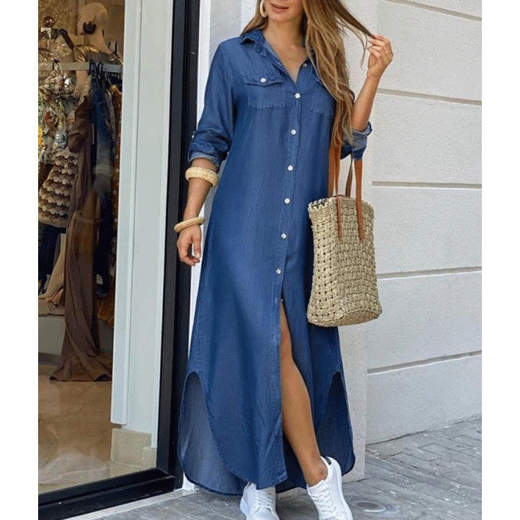 Comfortable Women's Fashion Sexy Print Shirtdress Dress