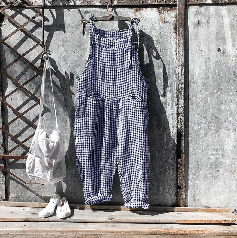 Women's Strap Striped Wide Leg Trousers Pants