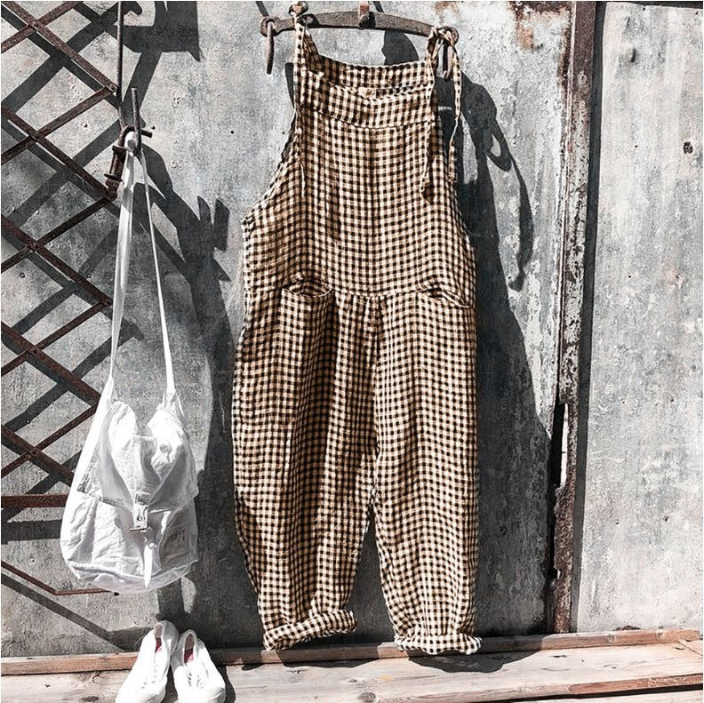 Women's Strap Striped Wide Leg Trousers Pants