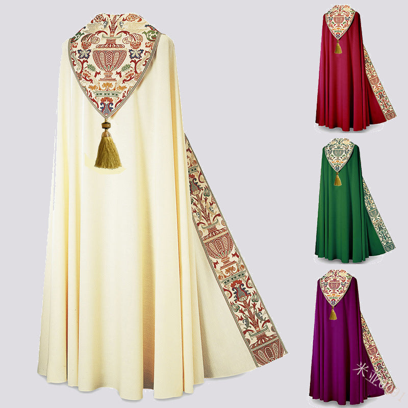 Tassel Pendant Printed Cloak Stage Performance Dress