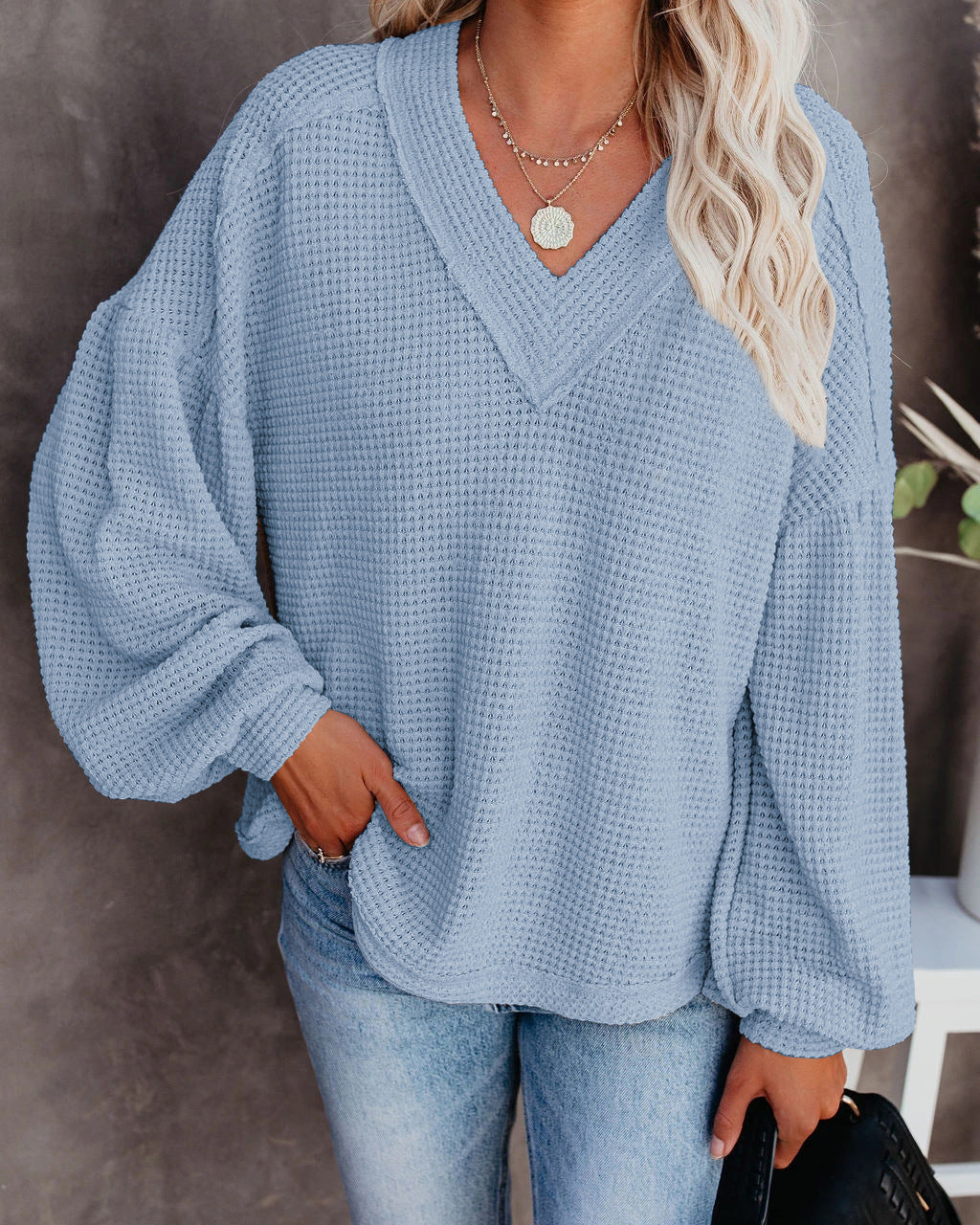 Women's Fashion Wear Loose Bishop Sleeves Sweaters