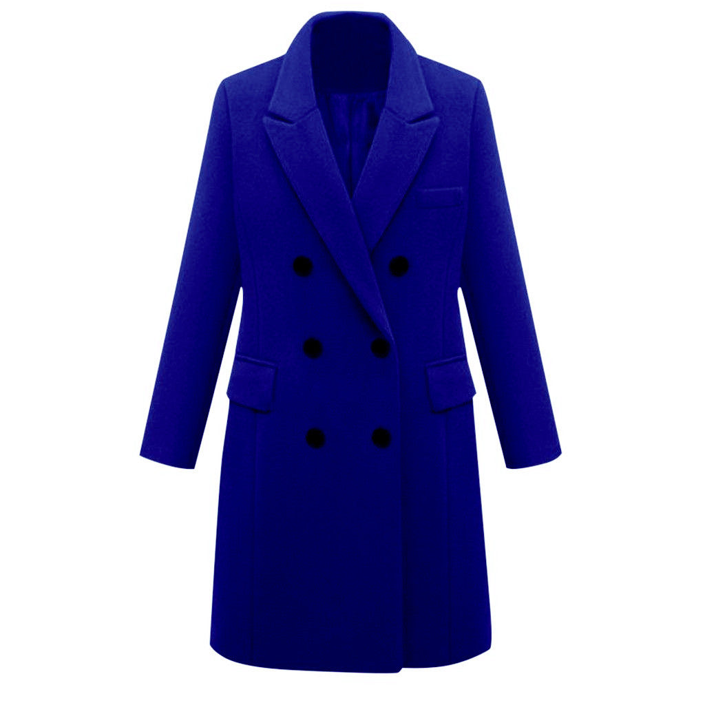 Women's Classic Fashion Mid-length Woolen Double-breasted Coats