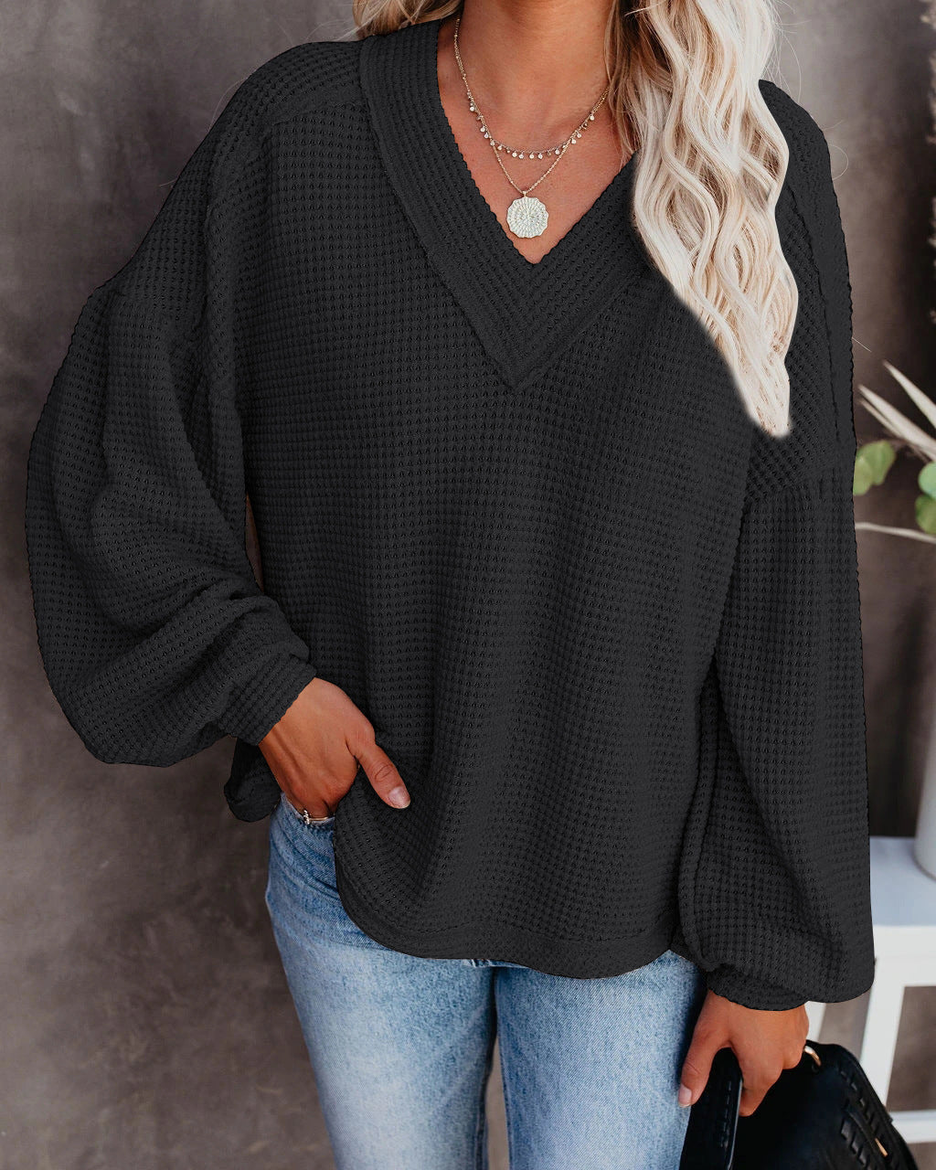 Women's Fashion Wear Loose Bishop Sleeves Sweaters