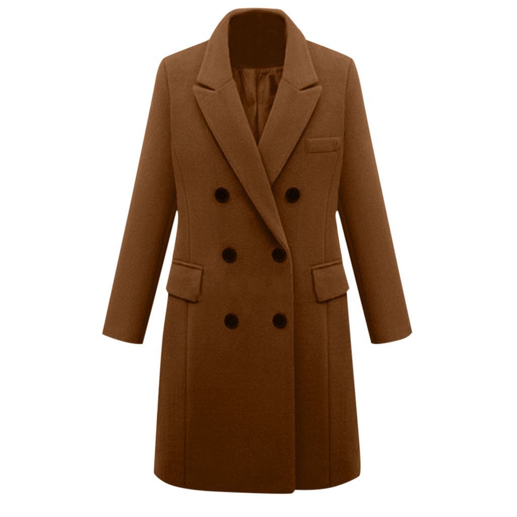 Women's Classic Fashion Mid-length Woolen Double-breasted Coats