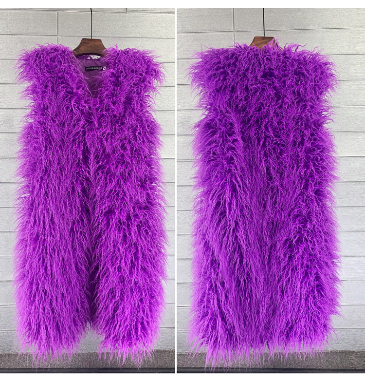Women's Winter Lengthened Imitated Tibet Sheep Fur Coats