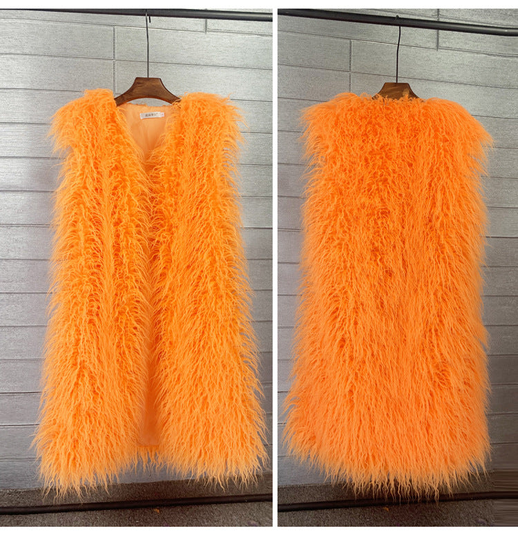 Women's Winter Lengthened Imitated Tibet Sheep Fur Coats