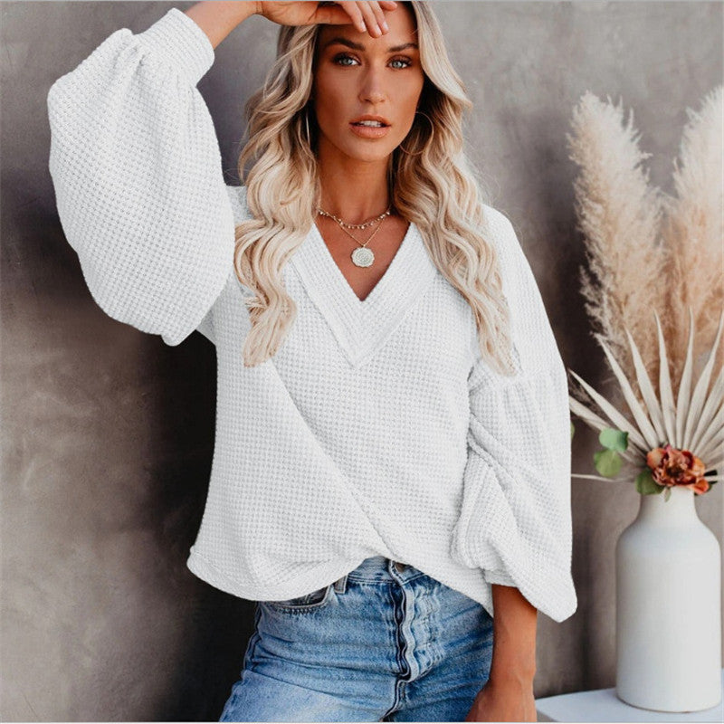 Women's Fashion Wear Loose Bishop Sleeves Sweaters