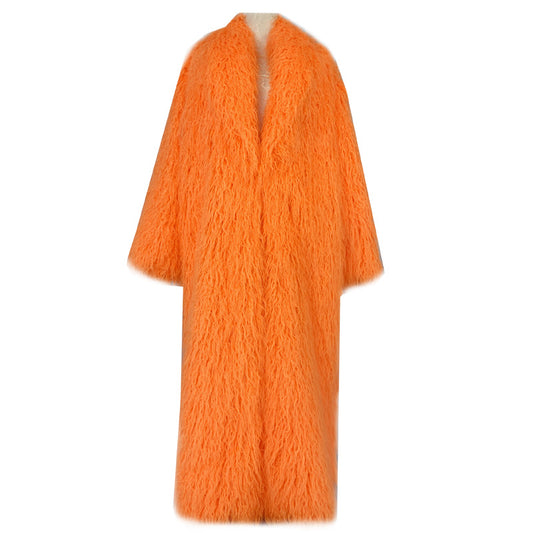 Fur Imitated Tibet Sheep Green Fruit Collar Over Coats