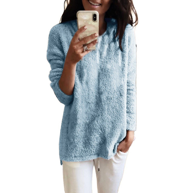 Women's Fashion Wear Winter Round Neck Fleece Sweater