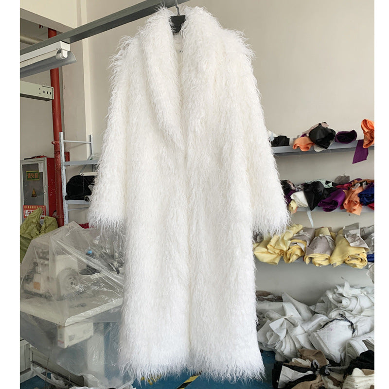 Fur Imitated Tibet Sheep Green Fruit Collar Over Coats