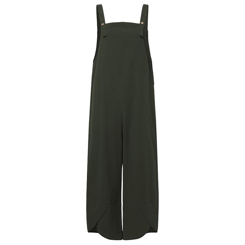 Women's Solid Color Casual Cropped Suspender Pants