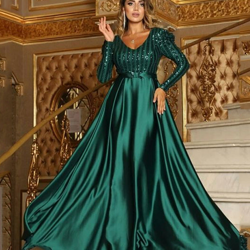 Women's Spring Deep V Large Swing Sexy Wedding Dresses