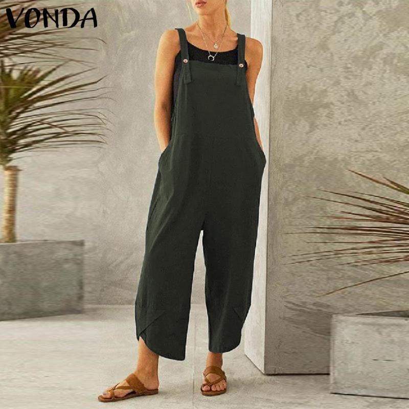 Women's Solid Color Casual Cropped Suspender Pants