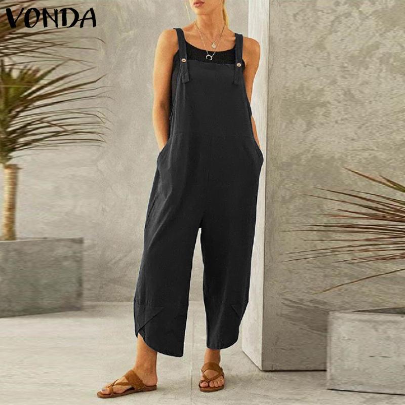 Women's Solid Color Casual Cropped Suspender Pants