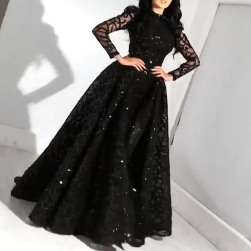 Women's Dress Long Sleeve Gold Maxi Formal Wedding Dresses
