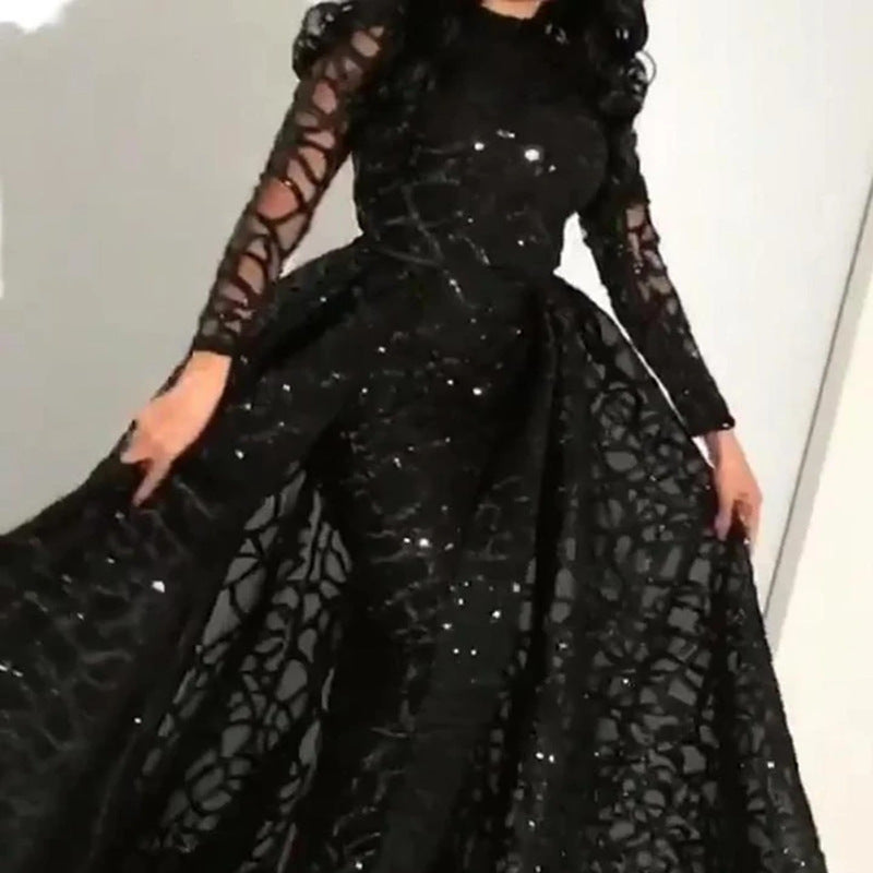 Women's Dress Long Sleeve Gold Maxi Formal Wedding Dresses