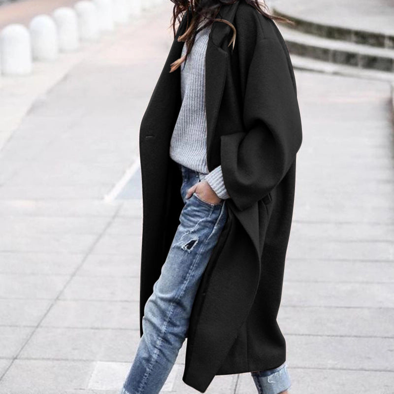 Women's Clothes Casual Long Pure Color Warm Coats