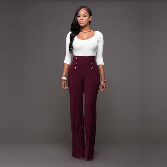 Women's Fashion Cool Double Breasted Flared Five Pants